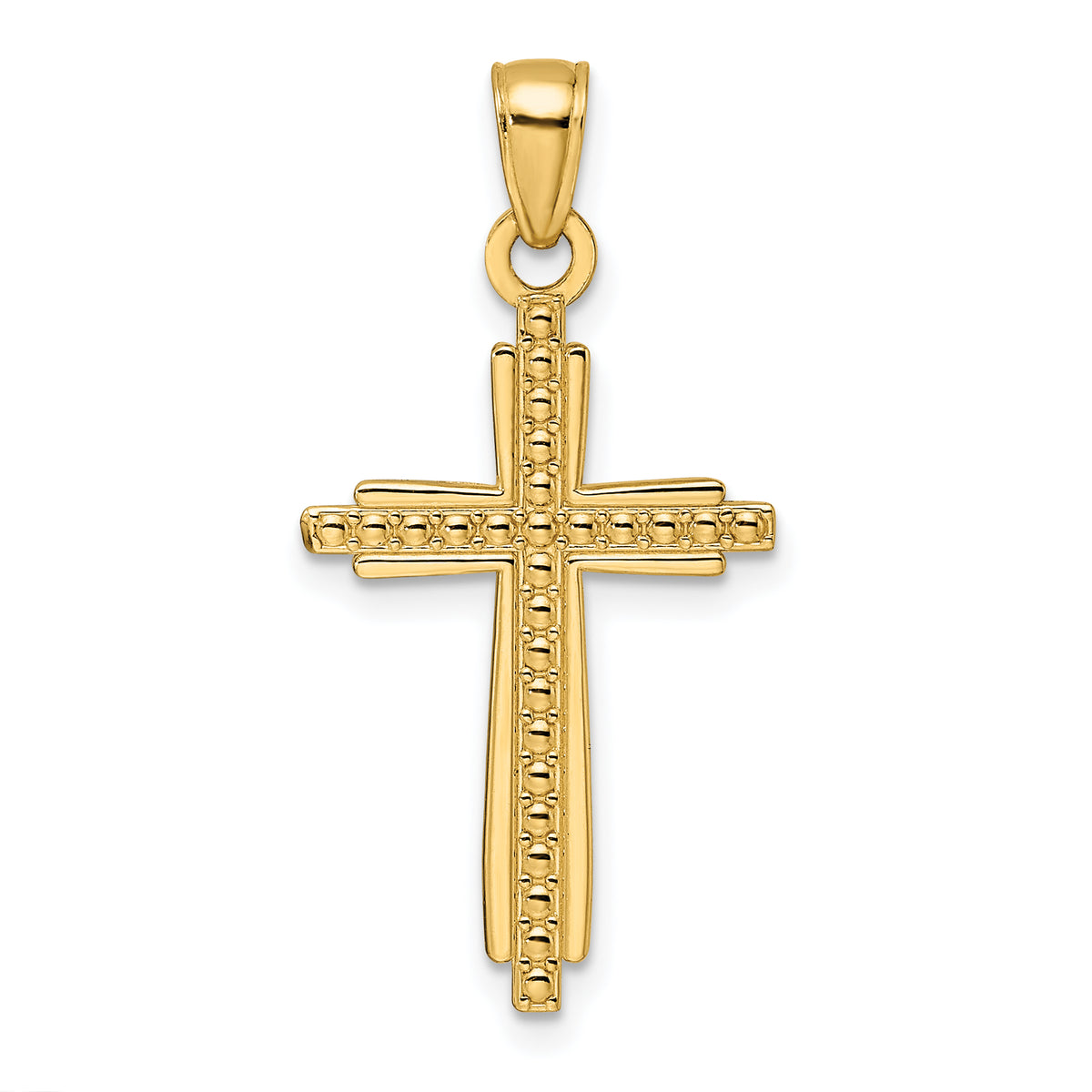 Fancy Cross Pendant in 14K Yellow Gold, 34mm Textured - Sophia Jewelers Main image