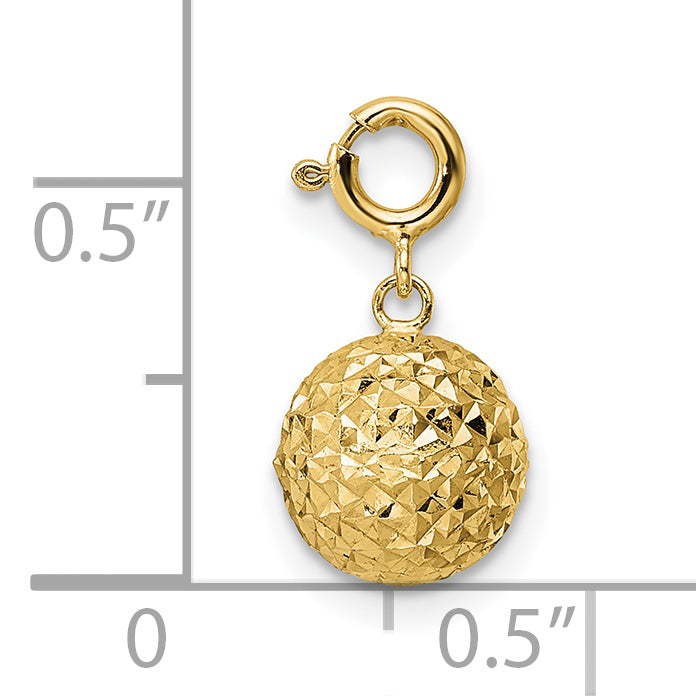 14K Diamond-cut Ball w/ Spring Ring Clasp Charm Main image