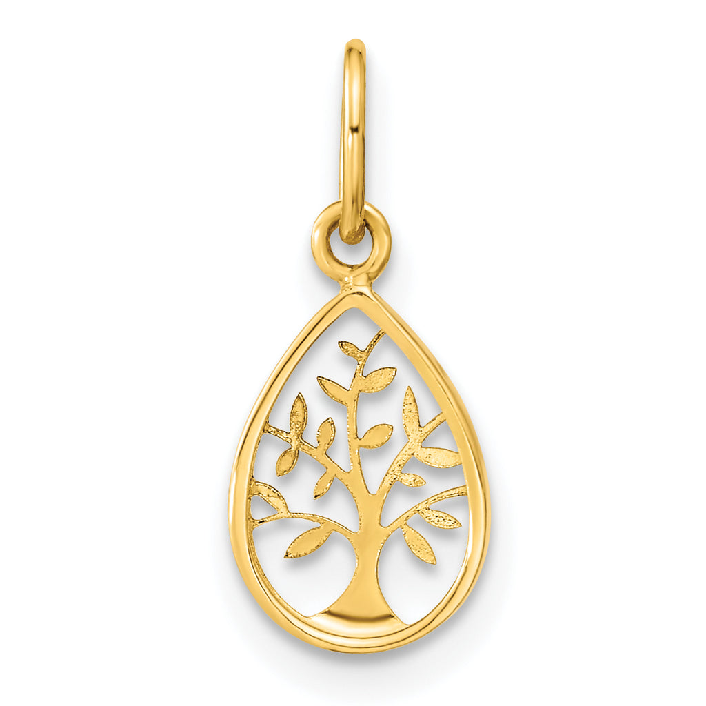 Tree of Life Teardrop Pendant in 14K Yellow Gold, 14mm - Sophia Jewelers