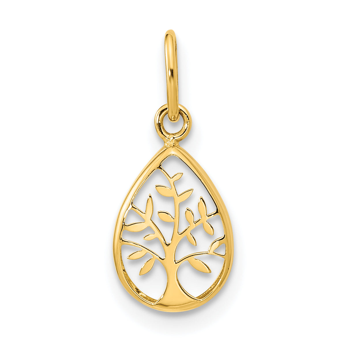 Tree of Life Teardrop Pendant in 14K Yellow Gold, 14mm - Sophia Jewelers Main image