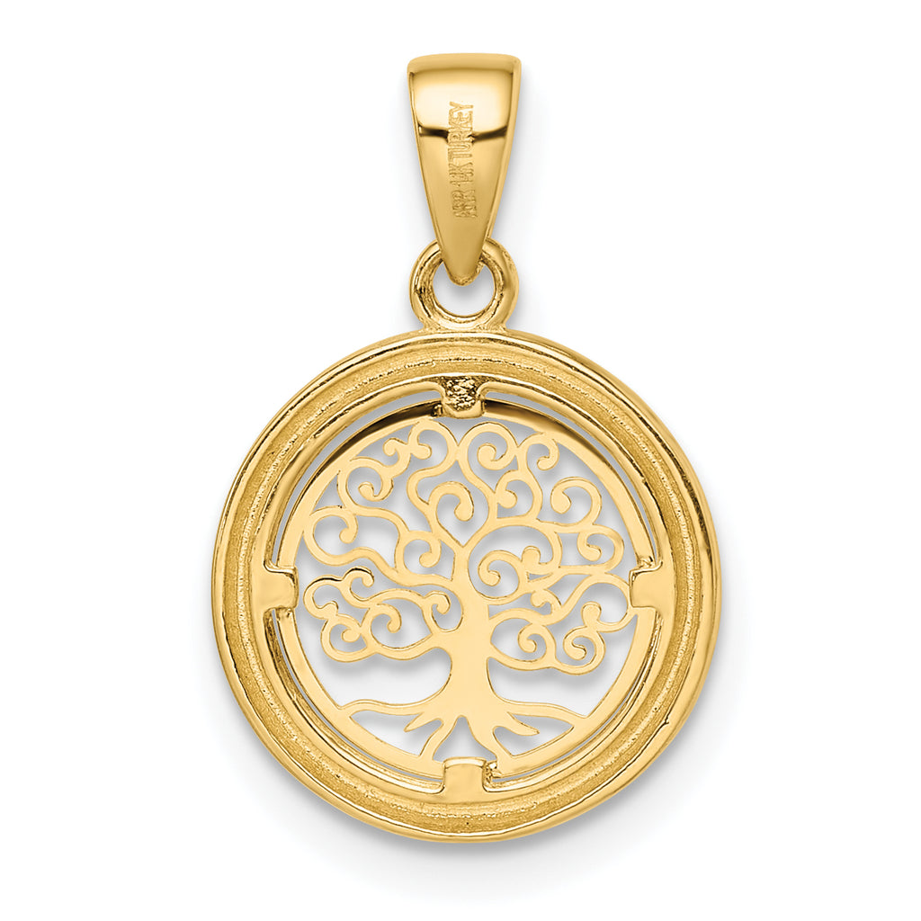 Tree of Life Circle Pendant in 14K Yellow Gold, 14mm - Sophia Jewelers