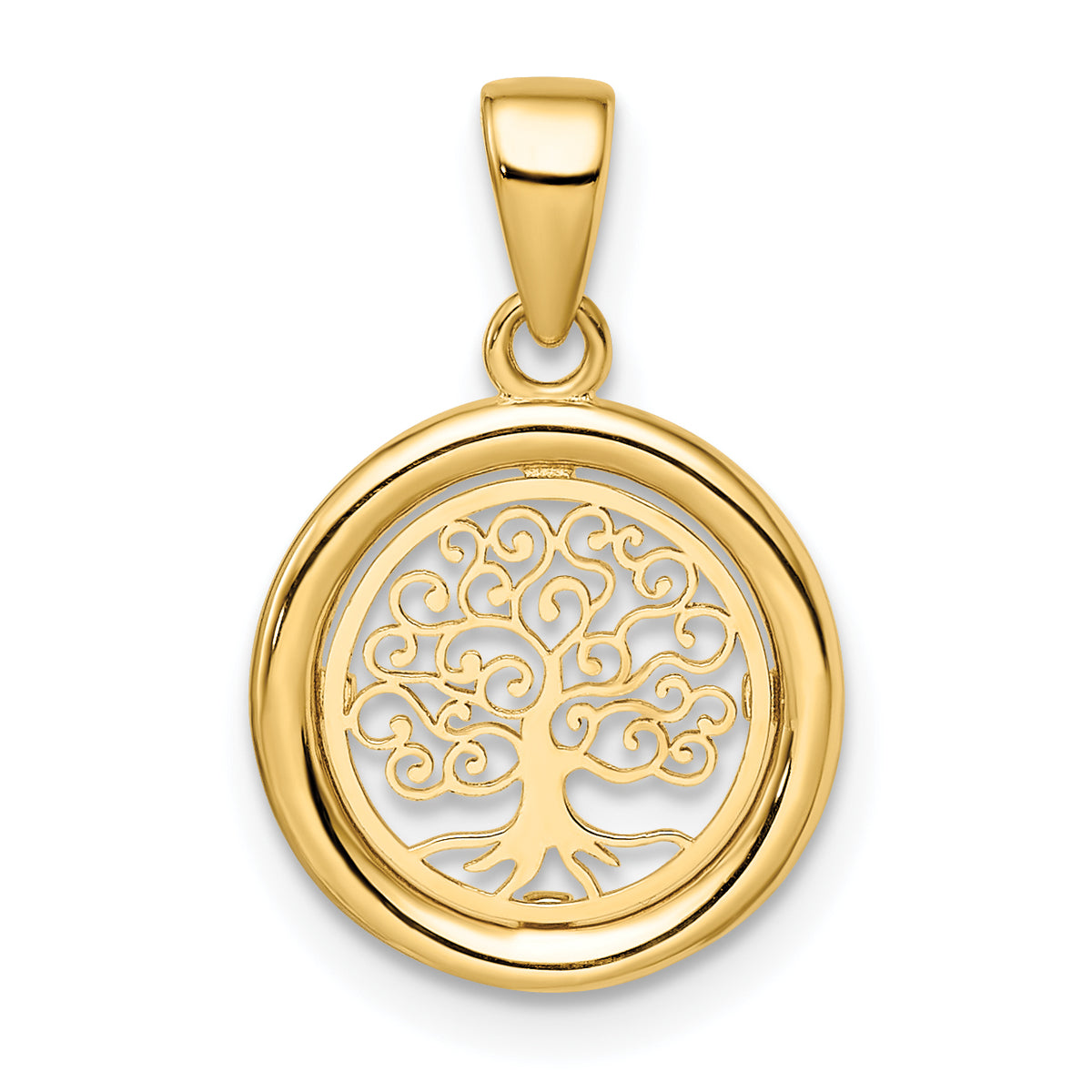 Tree of Life Circle Pendant in 14K Yellow Gold, 14mm - Sophia Jewelers Main image