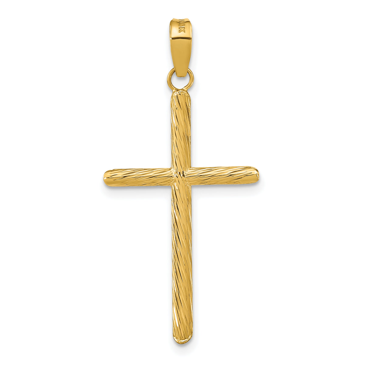Fancy Cross Pendant in 14K Yellow Gold, 38mm Textured - Sophia Jewelers