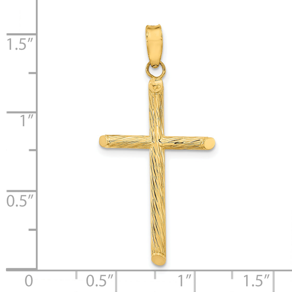 Fancy Cross Pendant in 14K Yellow Gold, 38mm Textured - Sophia Jewelers