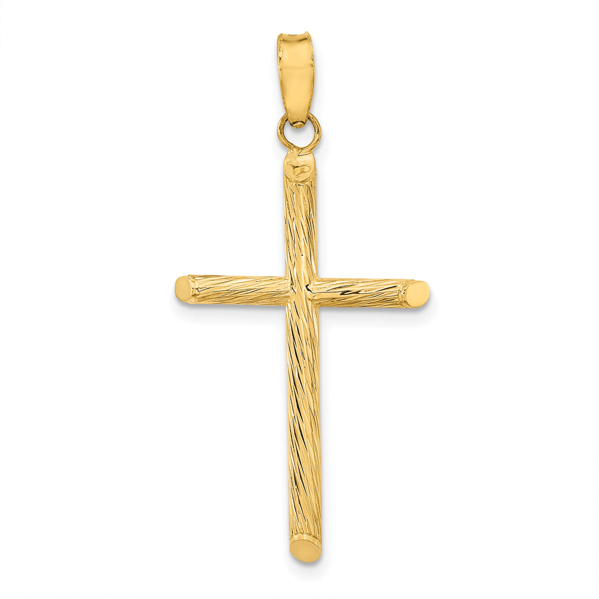 14K Polished and Textured Fancy Cross Pendant Main image
