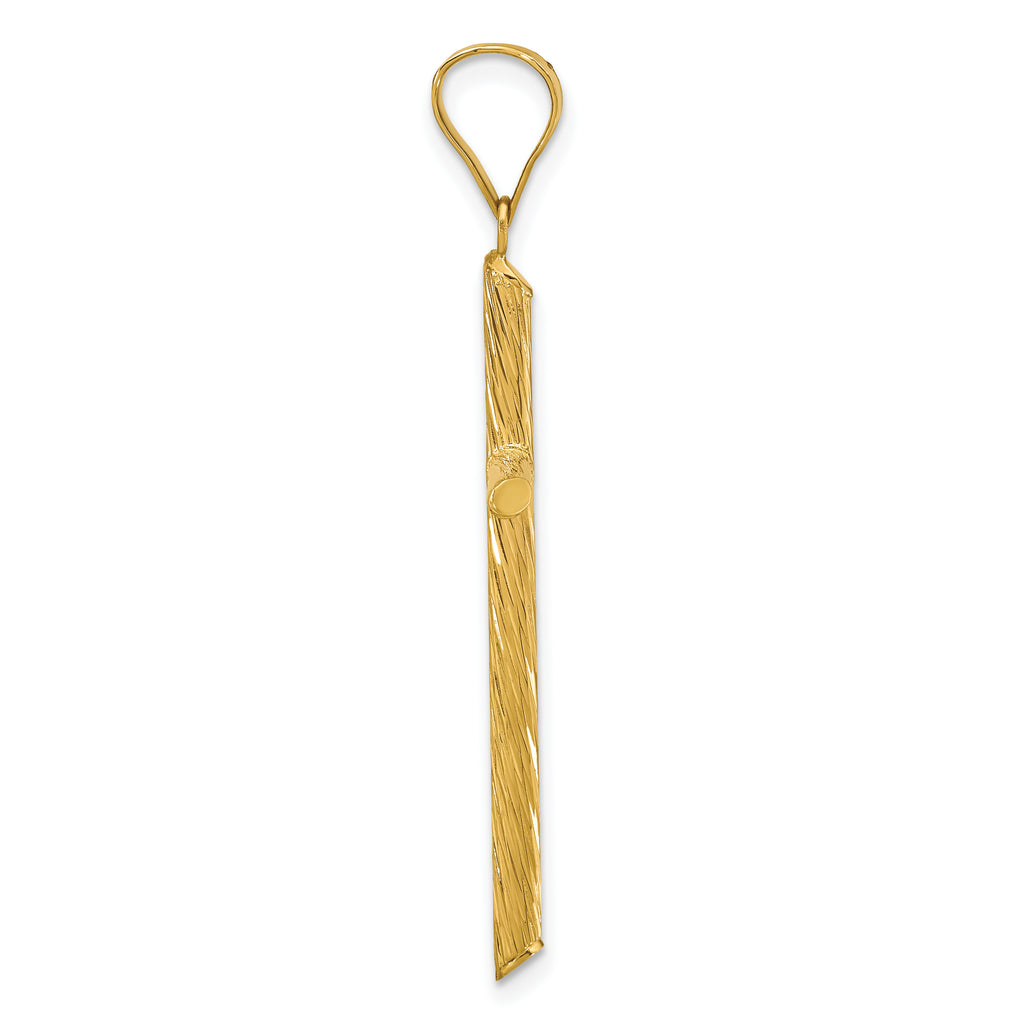 Fancy Cross Pendant in 14K Yellow Gold, 45mm Textured - Sophia Jewelers