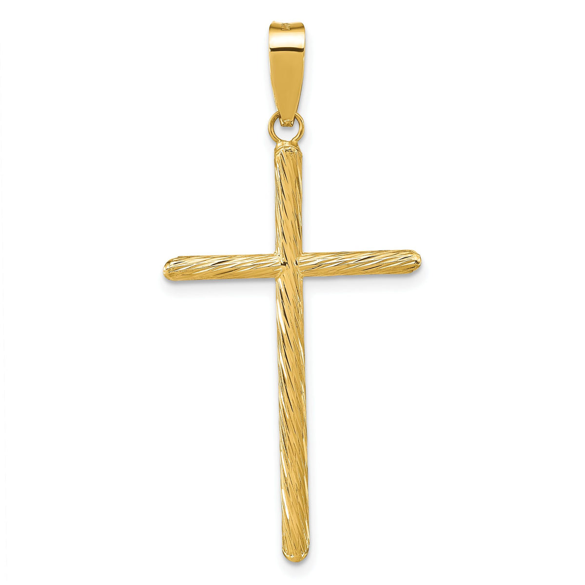 Fancy Cross Pendant in 14K Yellow Gold, 45mm Textured - Sophia Jewelers