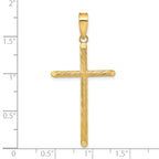 Fancy Cross Pendant in 14K Yellow Gold, 45mm Textured - Sophia Jewelers