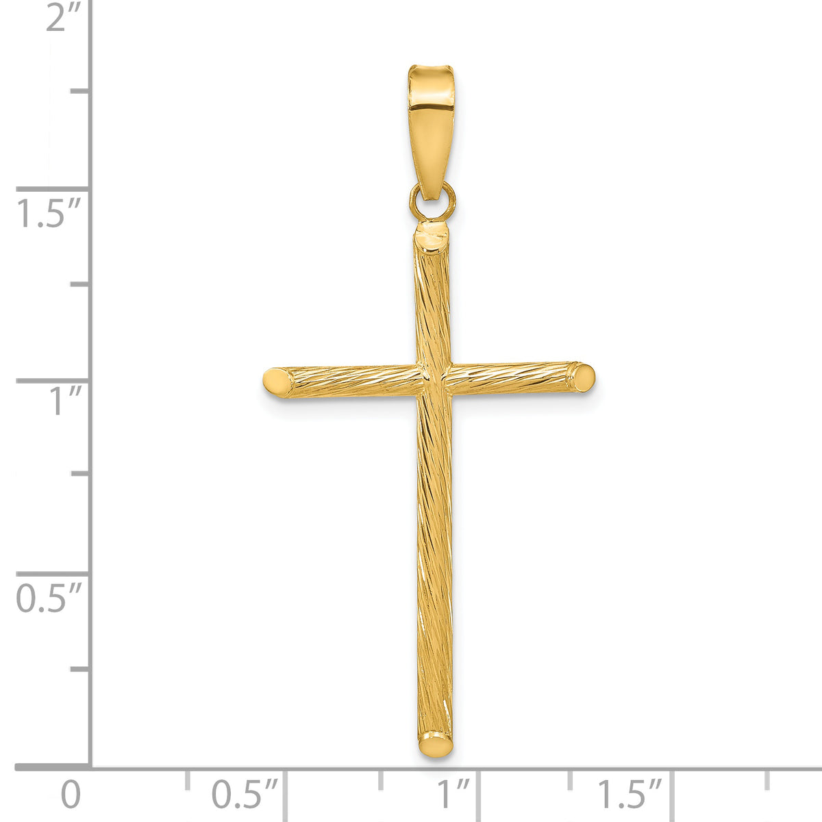 Fancy Cross Pendant in 14K Yellow Gold, 45mm Textured - Sophia Jewelers
