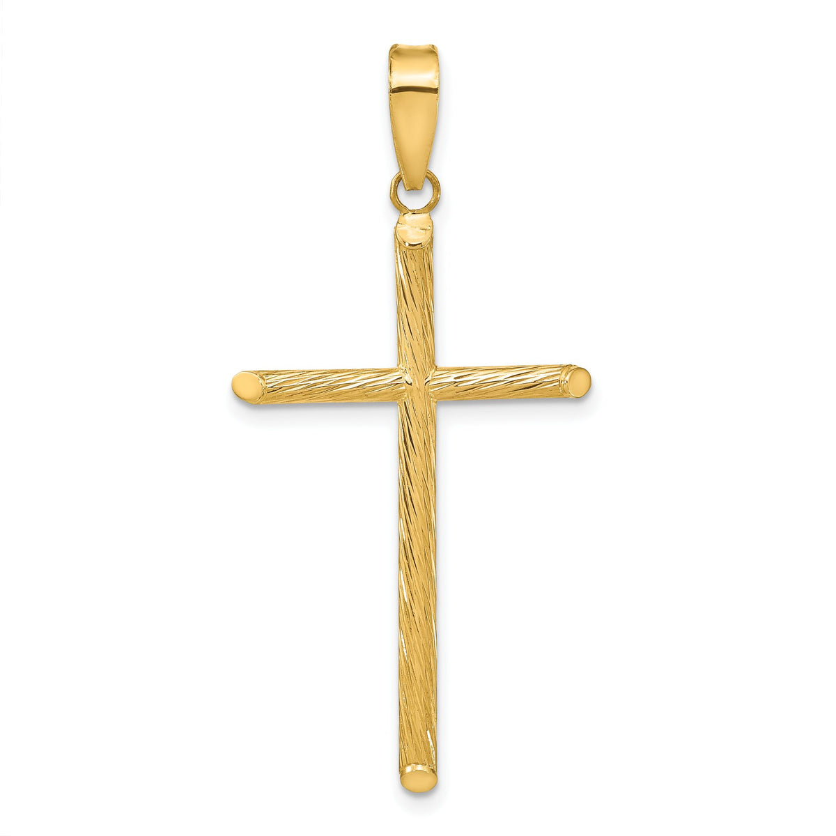 Fancy Cross Pendant in 14K Yellow Gold, 45mm Textured - Sophia Jewelers Main image