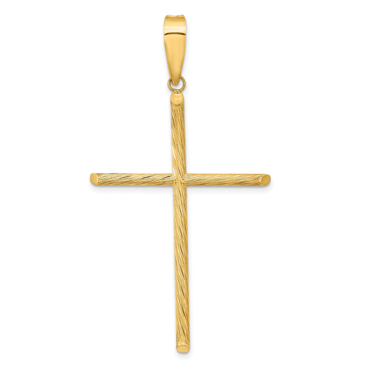 Fancy Cross Pendant in 14K Yellow Gold, 59mm Textured - Sophia Jewelers Main image