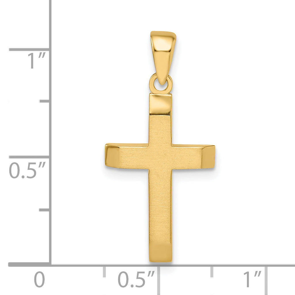 Beveled Latin Cross Pendant in 14K Yellow Gold, 27mm - Sophia Jewelers