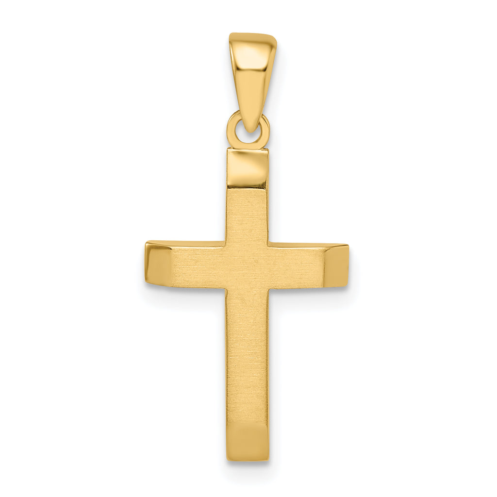 Beveled Latin Cross Pendant in 14K Yellow Gold, 27mm - Sophia Jewelers