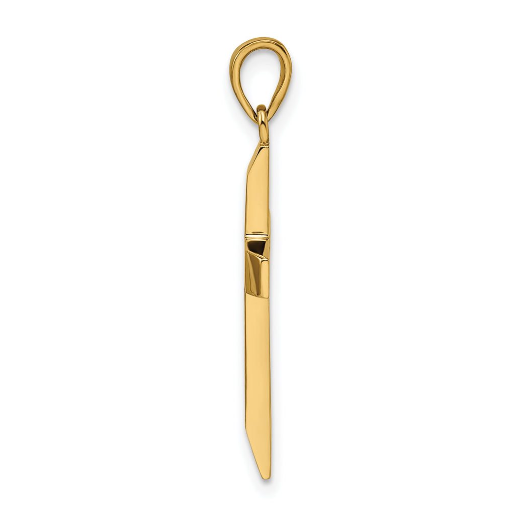 Beveled Latin Cross Pendant in 14K Yellow Gold, 30mm - Sophia Jewelers