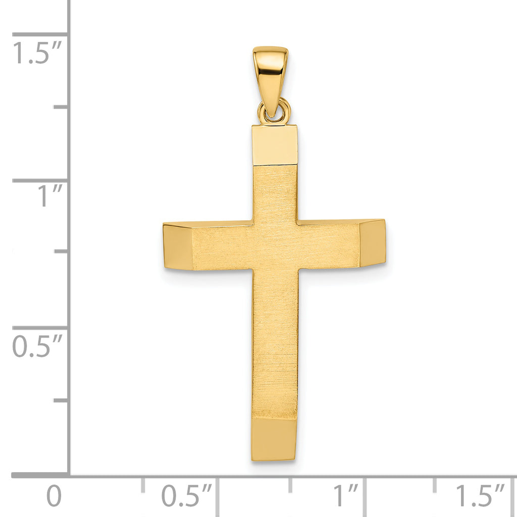 Beveled Large Latin Cross Pendant in 14K Yellow Gold, 35mm - Sophia Jewelers