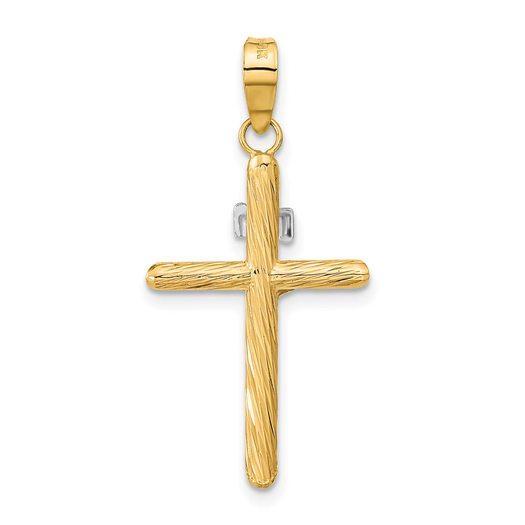 INRI Crucifix Cross Pendant in 14K Yellow Gold, 16x27mm Textured - Sophia Jewelers