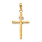 INRI Crucifix Cross Pendant in 14K Yellow Gold, 16x27mm Textured - Sophia Jewelers