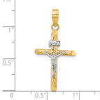 INRI Crucifix Cross Pendant in 14K Yellow Gold, 16x27mm Textured - Sophia Jewelers