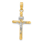 INRI Crucifix Cross Pendant in 14K Yellow Gold, 16x27mm Textured - Sophia Jewelers