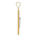 INRI Crucifix Cross White Pendant in 14K Yellow Gold, 60mm Textured - Sophia Jewelers