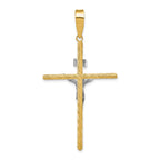 INRI Crucifix Cross White Pendant in 14K Yellow Gold, 60mm Textured - Sophia Jewelers