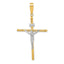 INRI Crucifix Cross White Pendant in 14K Yellow Gold, 60mm Textured - Sophia Jewelers