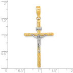 INRI Crucifix Cross Pendant in 14K Two-Tone Gold, 46mm Textured - Sophia Jewelers