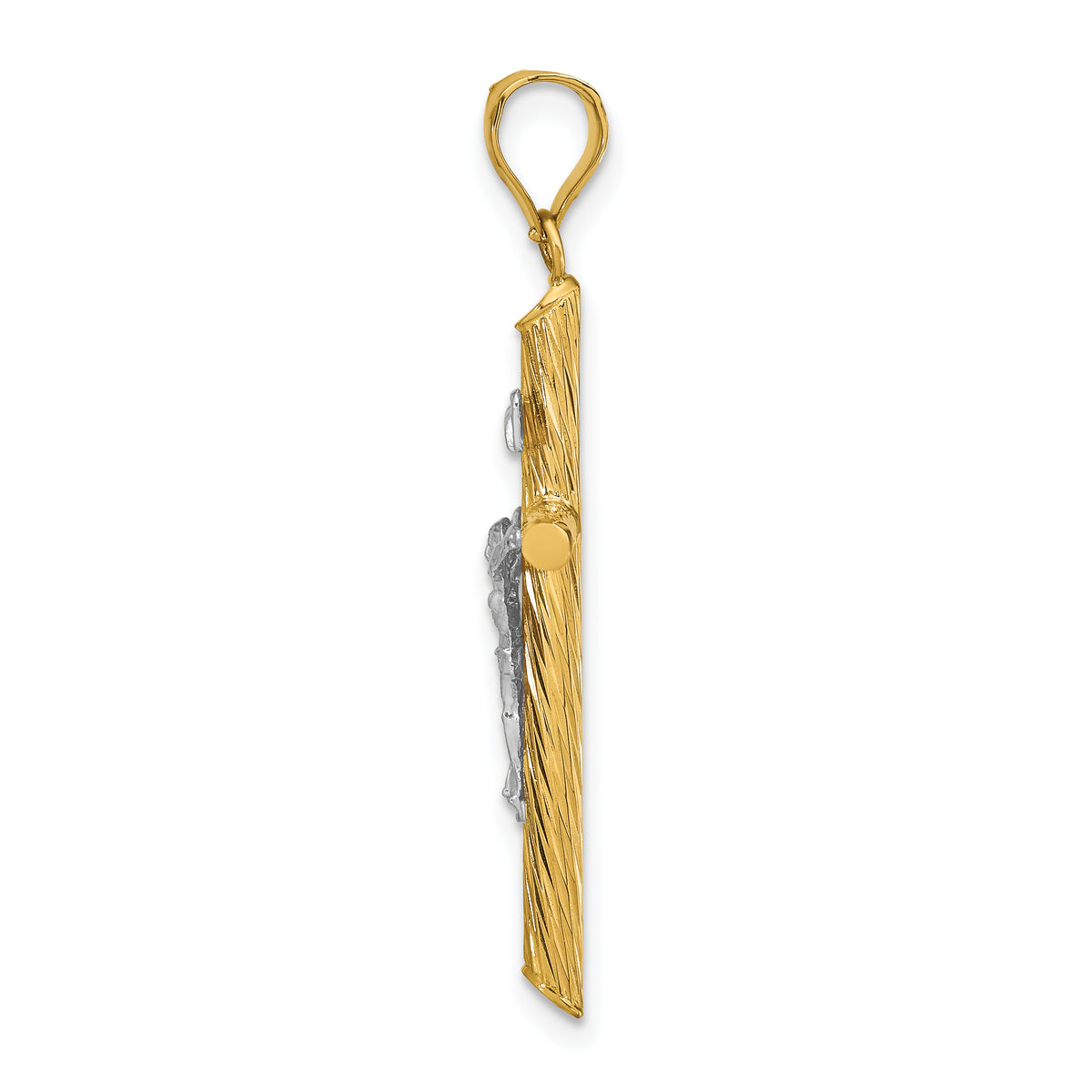 INRI Crucifix Cross Pendant in 14K Two-Tone Gold, 38mm Textured - Sophia Jewelers
