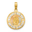 14K Rose and White-plated Polished CZ Baguettes Mary Round Pendant