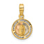 14K Rose and White Rhodium Polished CZ Mary Round Pendant