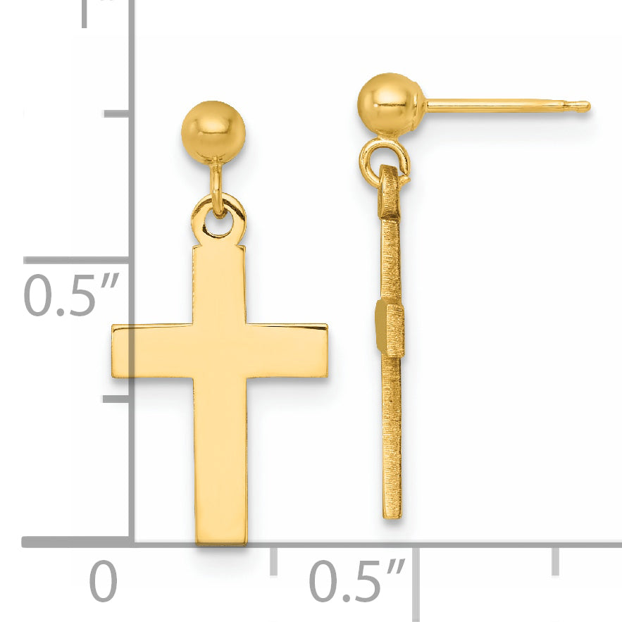 14k Polished Cross Earrings Secondary image