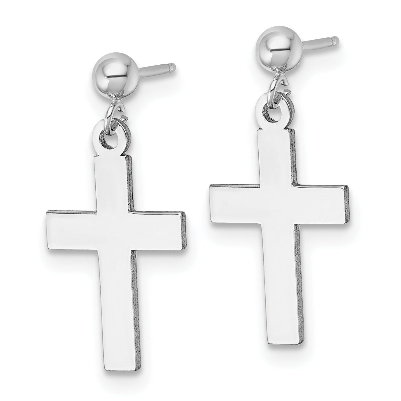 14k White Gold Polished Cross Earrings Secondary image