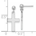 14k White Gold Polished Cross Earrings