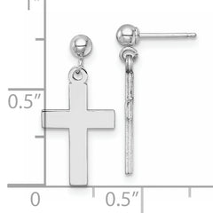 14k White Gold Polished Cross Earrings