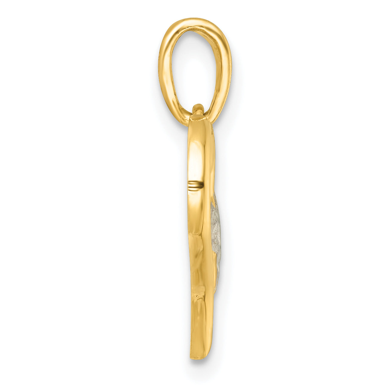 Heart with Mini Heart Pendant in 14K Two-Tone Gold, 21mm Textured Secondary image