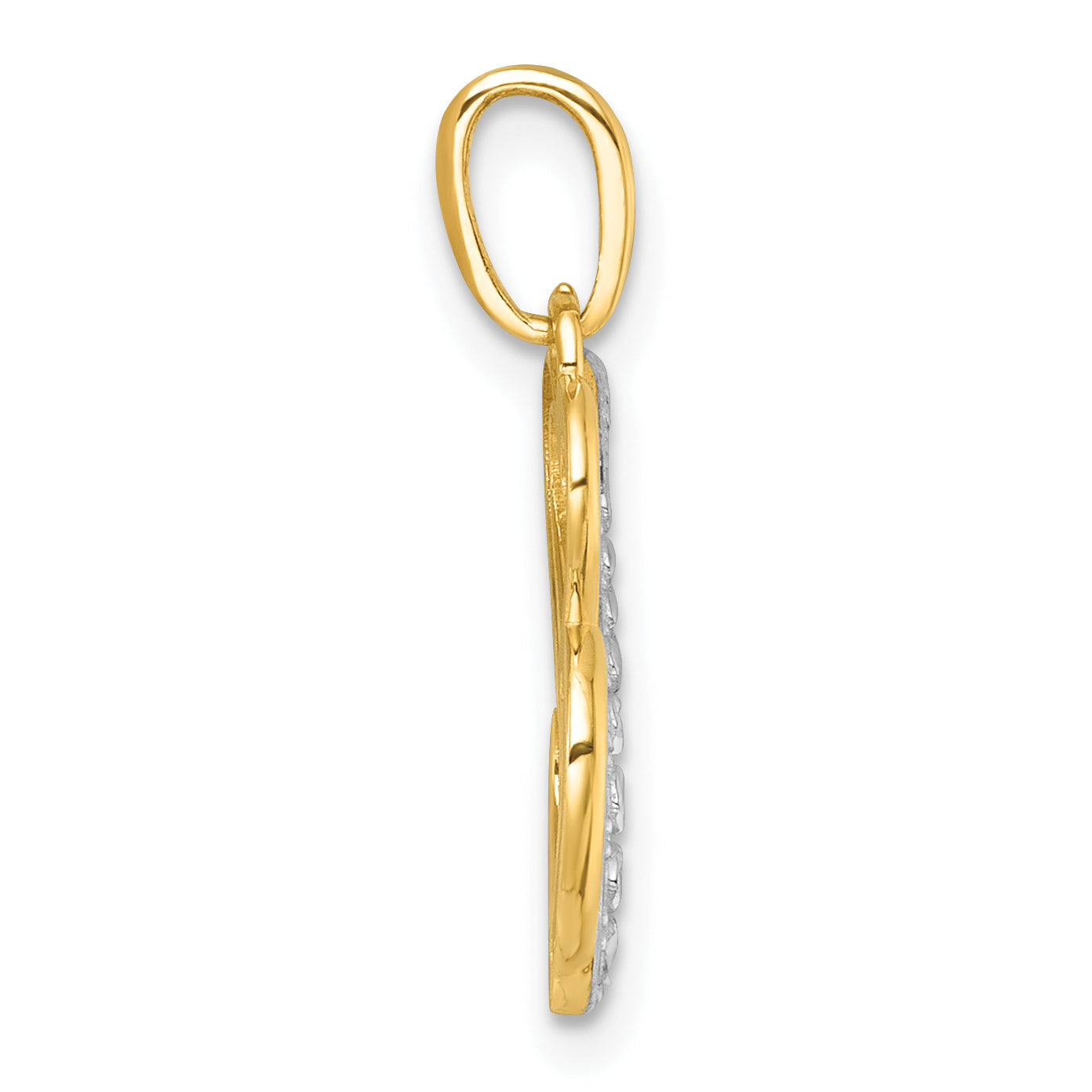 Two Hearts Pendant in 14K Two-Tone Gold, 22mm Textured Secondary image