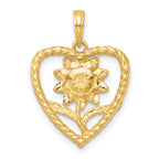 Flower in Twisted Heart Pendant in 14K Two-Tone Gold, 24mm - Sophia Jewelers