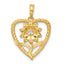 Flower in Twisted Heart Pendant in 14K Two-Tone Gold, 24mm - Sophia Jewelers