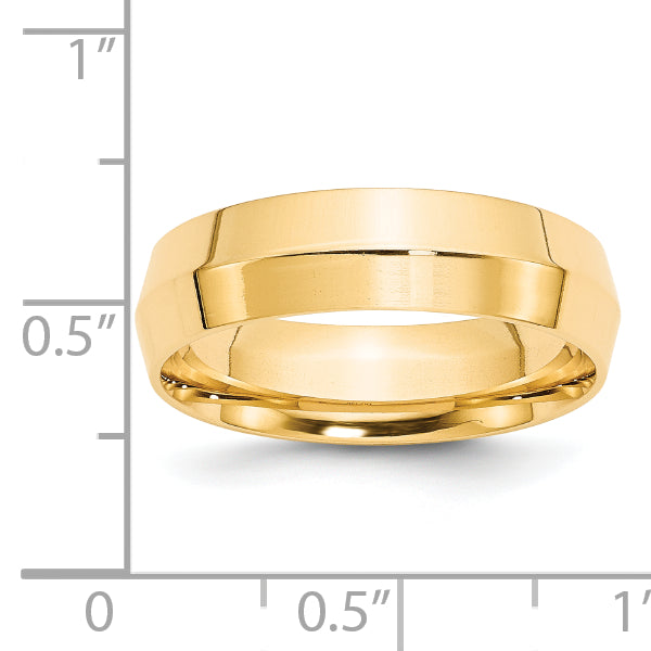 14k Yellow Gold 6mm Knife Edge Comfort Fit Wedding Band