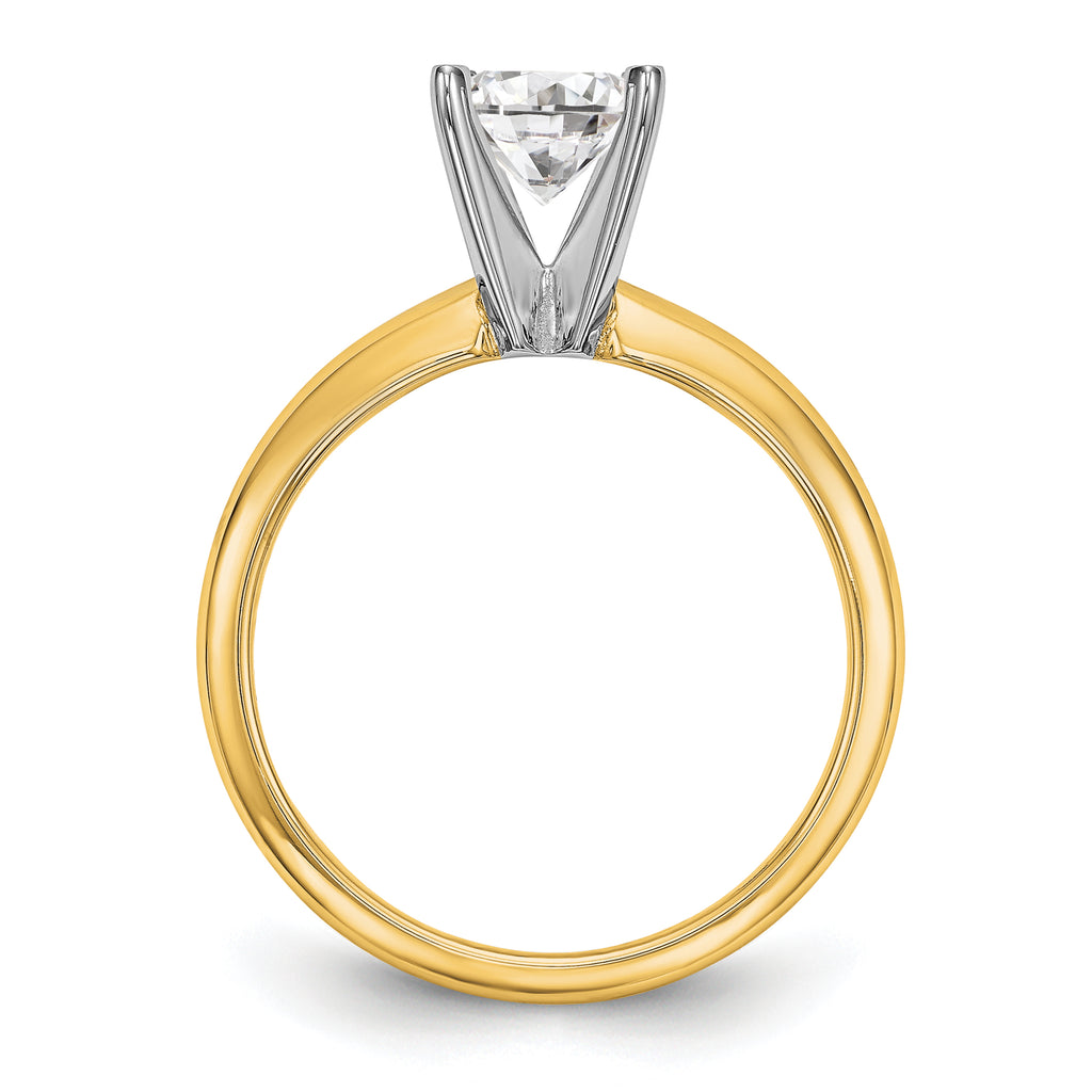 14k Two-Tone 1 carat Lightweight Half-Round 4-Prong Round Solitaire Ring Mounting (No Stone Included)