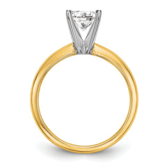 14k Two-Tone 1 carat Lightweight Half-Round 4-Prong Round Solitaire Ring Mounting (No Stone Included)