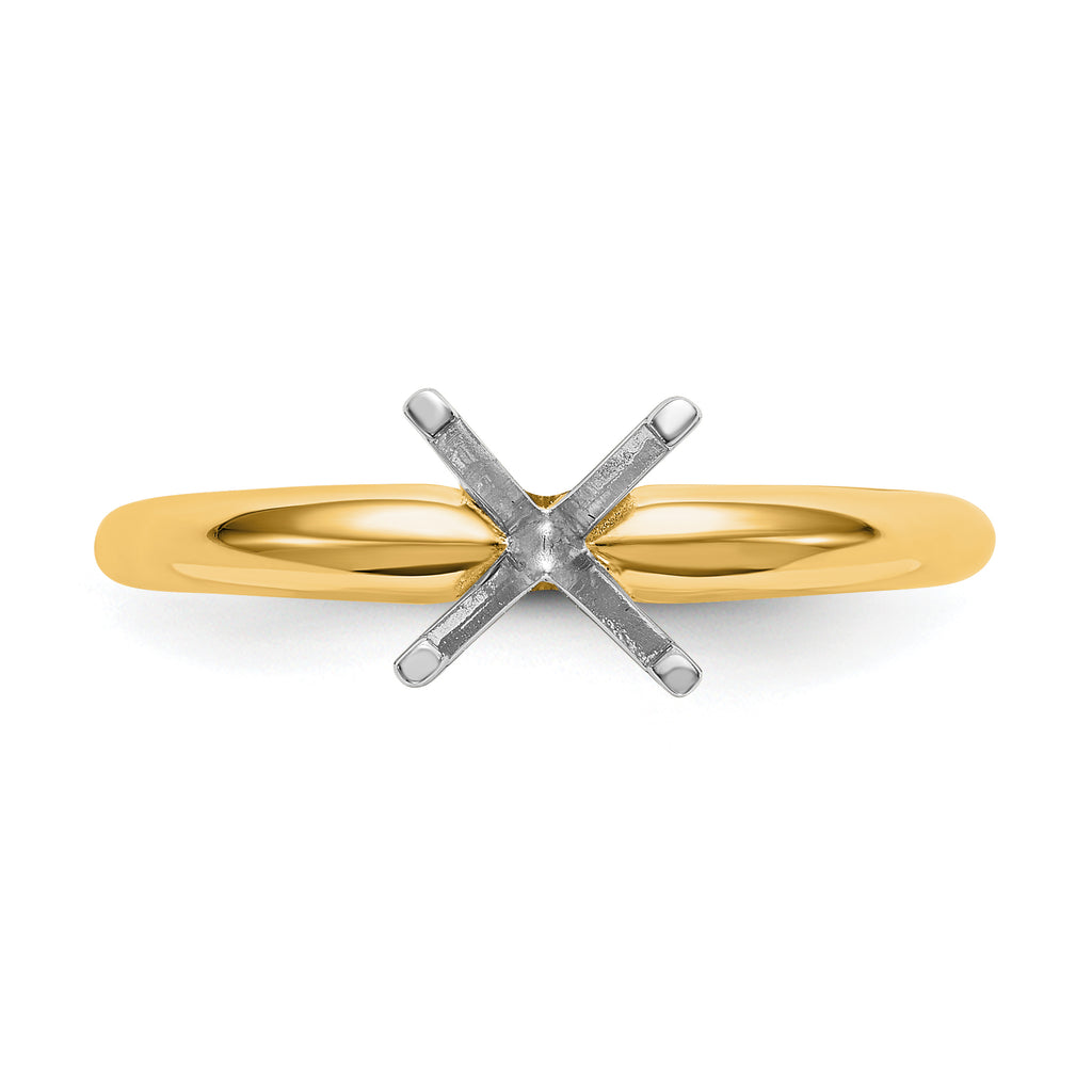 14k Two-Tone 5/8 carat Lightweight Half-Round 4-Prong Round Solitaire Ring Mounting (No Stone Included)