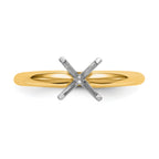 14k Two-Tone 5/8 carat Lightweight Half-Round 4-Prong Round Solitaire Ring Mounting (No Stone Included)