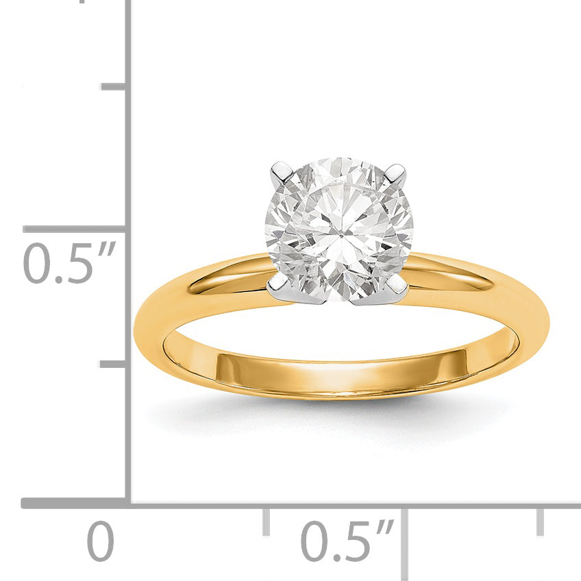 14k Two-Tone 1 carat Lightweight Half-Round 4-Prong Round Solitaire Ring Mounting (No Stone Included)