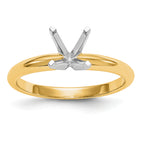 14k Two-Tone 1.5 carat Lightweight Half-Round 4-Prong Round Solitaire Ring Mounting (No Stone Included)