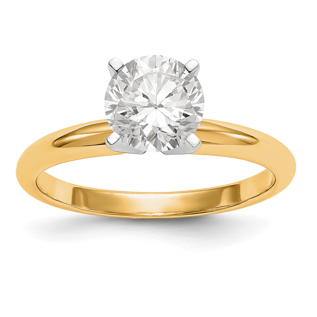 14k Two-Tone 1 carat Lightweight Half-Round 4-Prong Round Solitaire Ring Mounting (No Stone Included)