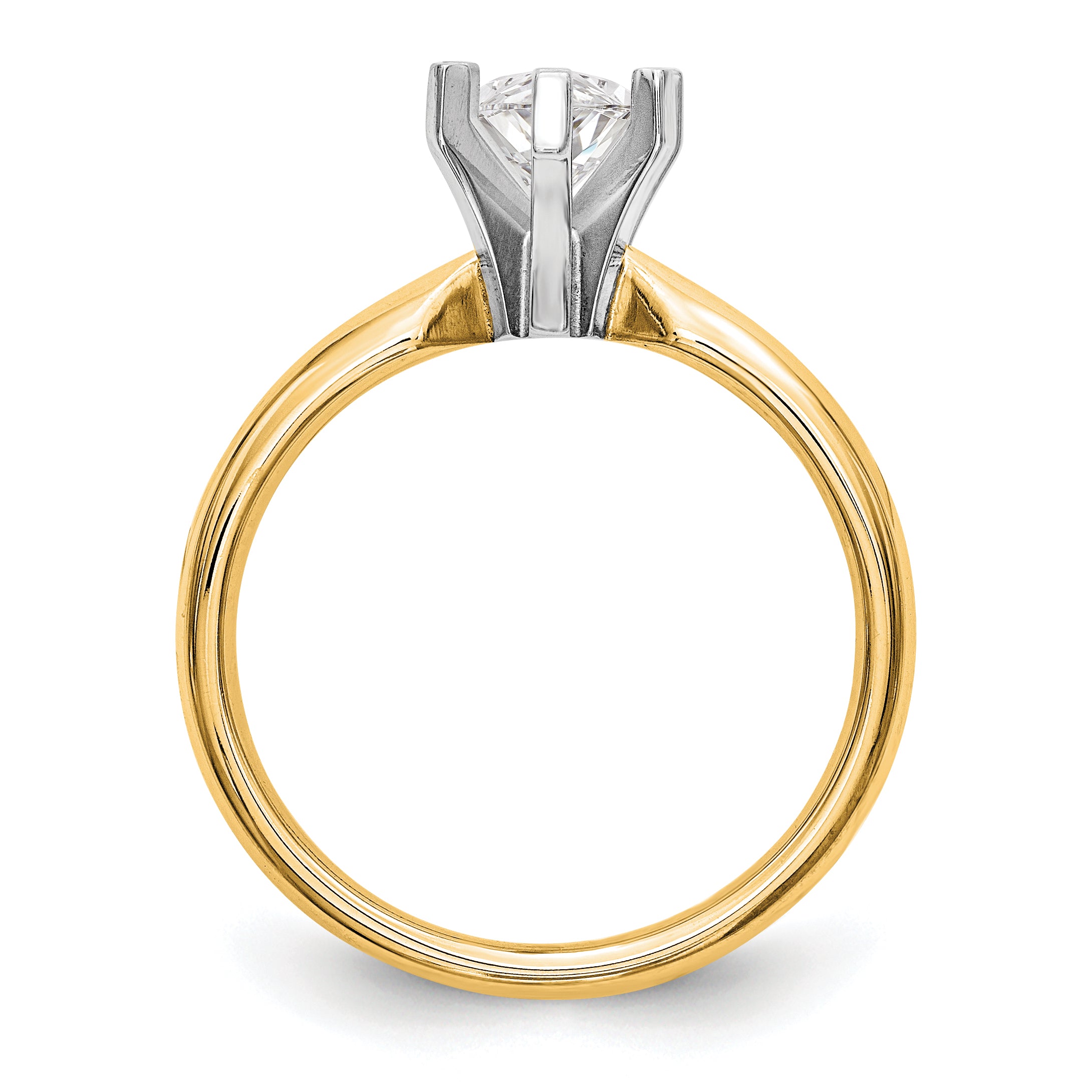 14k Two-Tone 1 carat Medium-Weight Comfort-Fit 6-Prong Tulip-Head Marquise Solitaire Ring Mounting (No Stone Included)