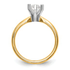 14k Two-Tone 1 carat Medium-Weight Comfort-Fit 6-Prong Tulip-Head Marquise Solitaire Ring Mounting (No Stone Included)