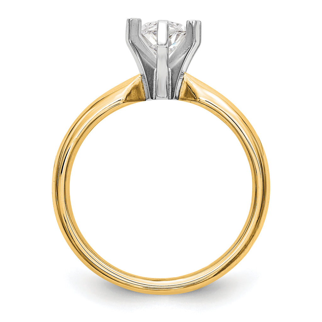 14k Two-Tone 1.5 carat Medium-Weight Comfort-Fit 6-Prong Tulip-Head Marquise Solitaire Ring Mounting (No Stone Included)
