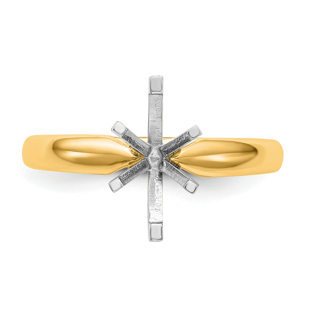 14k Two-Tone 1/2 carat Medium-Weight Comfort-Fit 6-Prong Tulip-Head Marquise Solitaire Ring Mounting (No Stone Included)